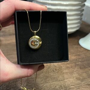 Givenchy Gold and Silver Circular Pendant Necklace “G”